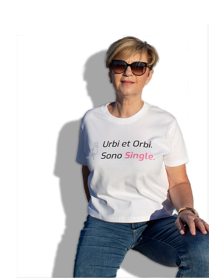 T‑shirt donna cotone organico bianca - modello Single